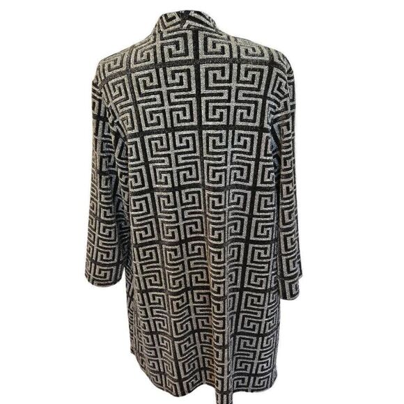 Pretty Woman Metallic Dressy Open Black Grey Lightweight Cardigan Medium - Picture 2 of 10